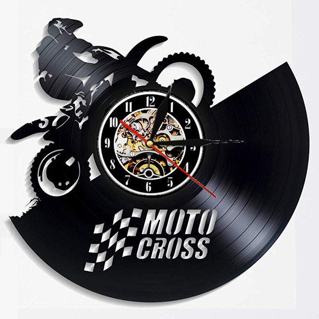 Zegar ścienny z płyty winylowej Motocross