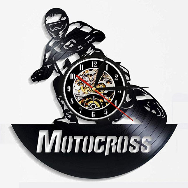 Zegar ścienny z płyty winylowej Motocross