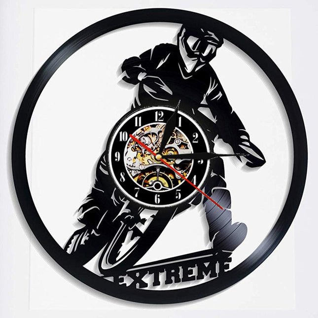 Zegar ścienny z płyty winylowej Motocross