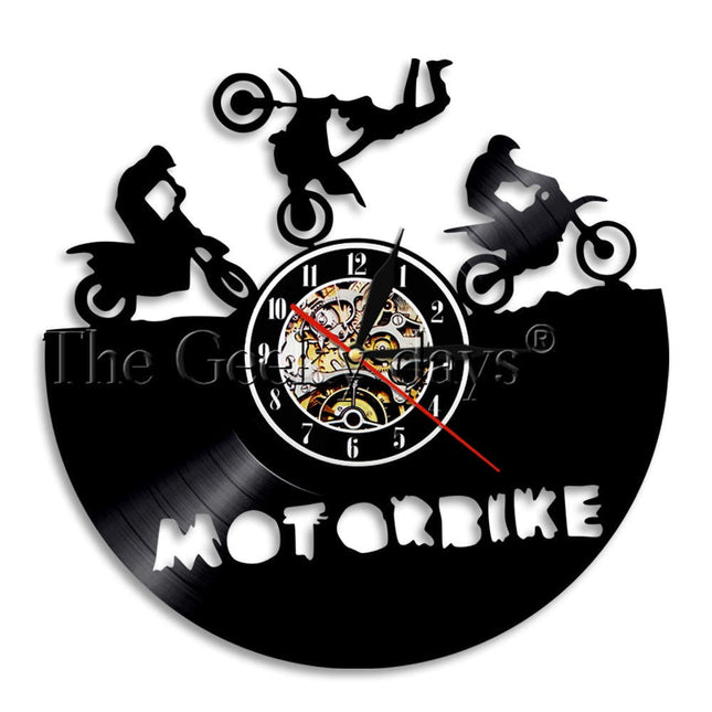 Zegar z płyty winylowej Motocross