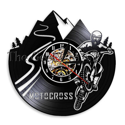 Zegar z płyty winylowej Motocross