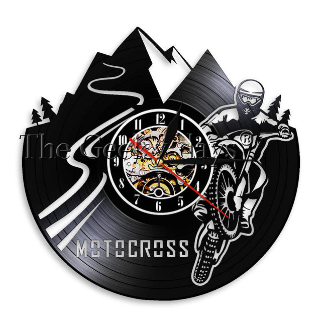 Zegar z płyty winylowej Motocross