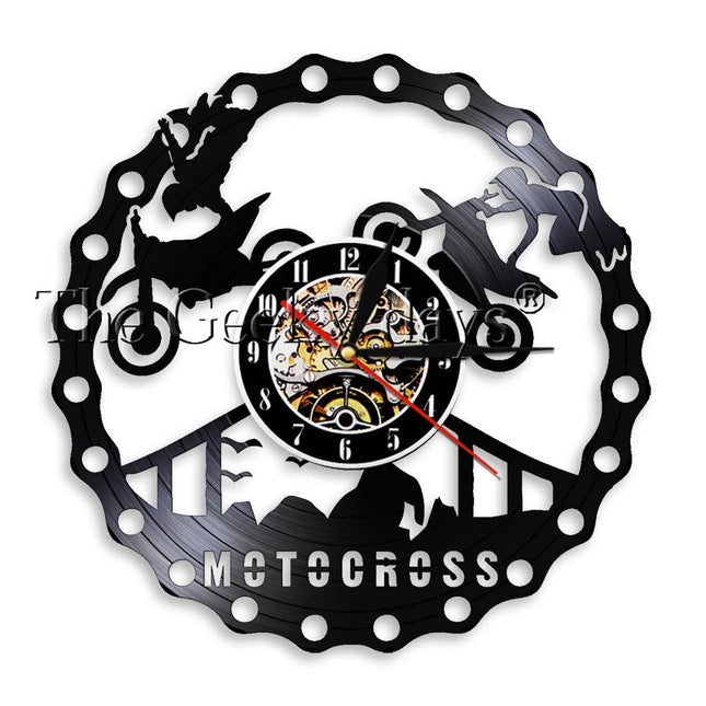 Zegar z płyty winylowej Motocross