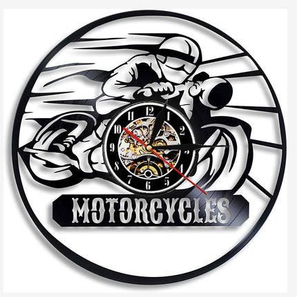 Zegar ścienny z płyty winylowej Motocross