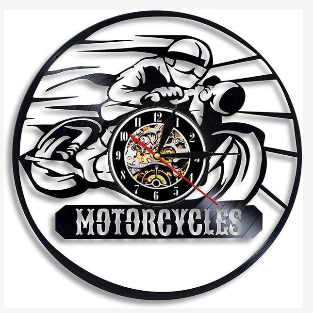 Zegar ścienny z płyty winylowej Motocross