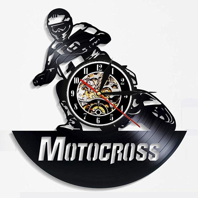 Zegar ścienny z płyty winylowej Motocross