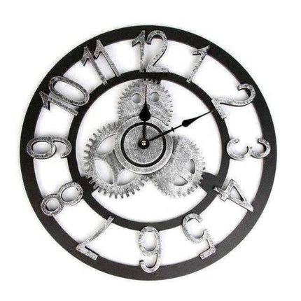 Srebrny zegar ścienny z mechanizmem