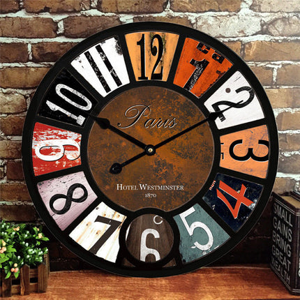 Duży zegar ścienny retro loft 60cm