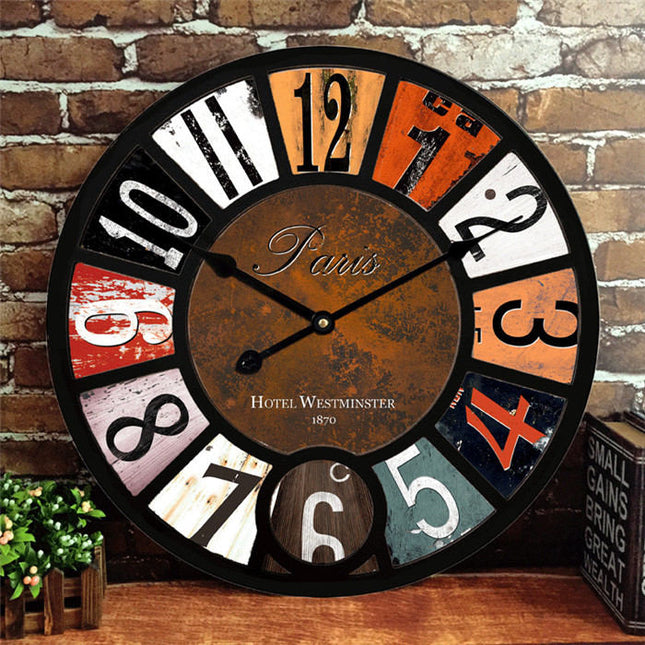 Duży zegar ścienny retro loft 60cm