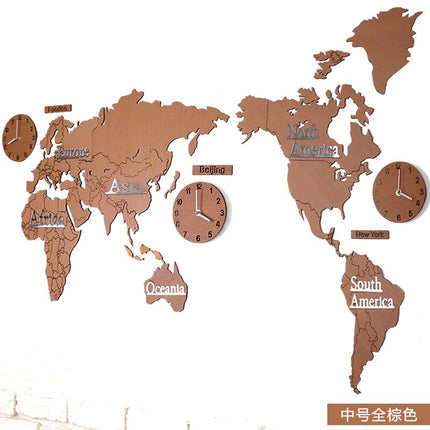 Duży zegar ścienny mapa świata 3D