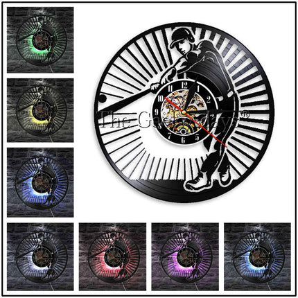 Zegar z płyty winylowej dla fana baseballu