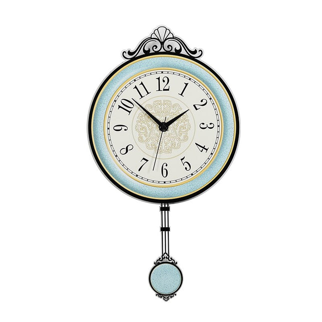 Niebieski zegar ścienny z wahadłem retro