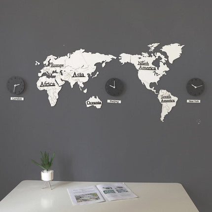 Duży zegar ścienny mapa świata 3D