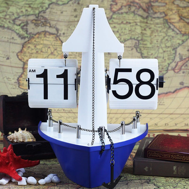 Zegar klapkowy na biurko Statek