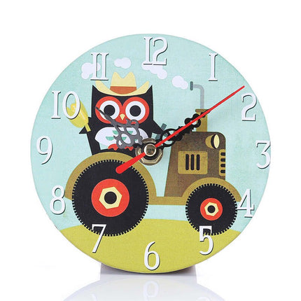 Zegar do pokoju dziecka Sowa na traktorze