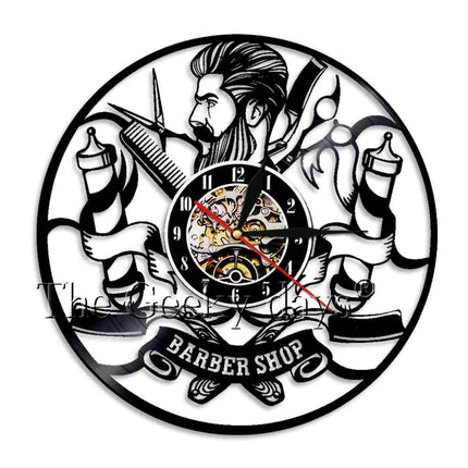 Zegar z płyty winylowej do salonu barberskiego