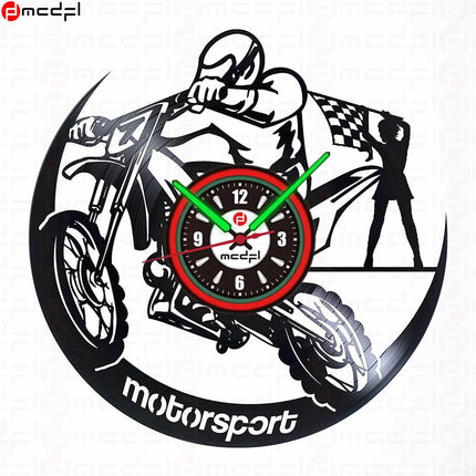 Zegar ścienny motocross czerwono-zielony na ścianę