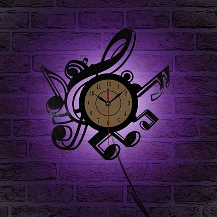 Zegar winylowy z nutami dla muzyka