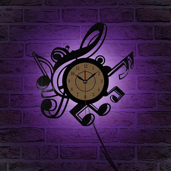 Zegar winylowy z nutami dla muzyka
