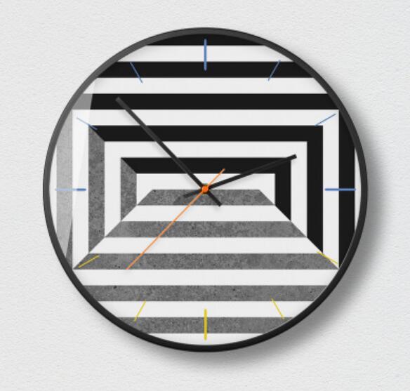 Nowoczesny zegar ścienny z geometrycznym wzorem