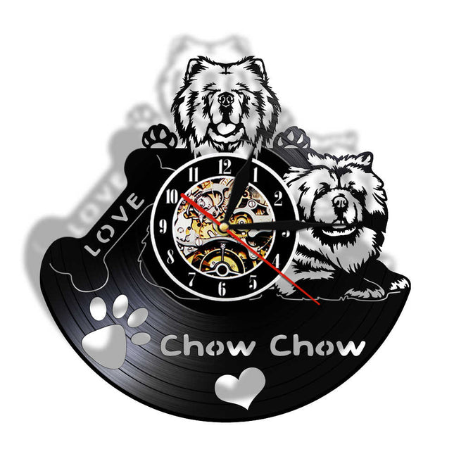 Zegar z płyty winylowej pies Chow Chow