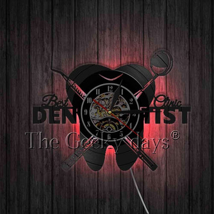 Zegar z płyty winylowej dla dentysty