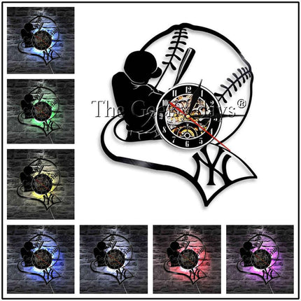 Zegar z płyty winylowej dla fana baseballu