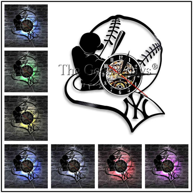 Zegar z płyty winylowej dla fana baseballu