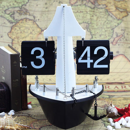 Zegar klapkowy na biurko Statek