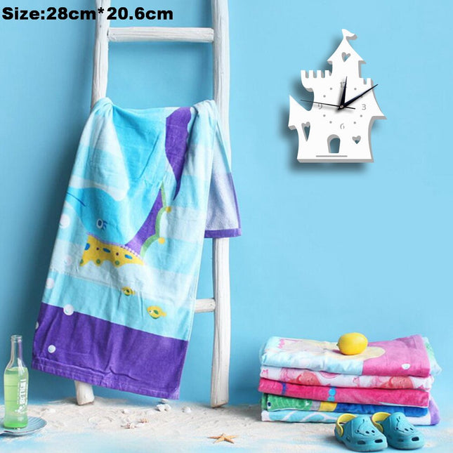 Biały zegar ścienny dla dzieci Rakieta