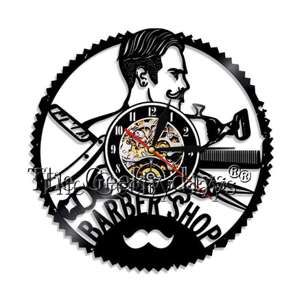 Zegar z płyty winylowej do salonu barberskiego