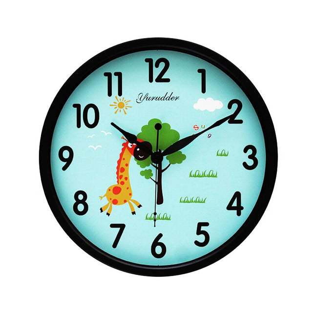 Okrągły zegar ścienny z żyrafą