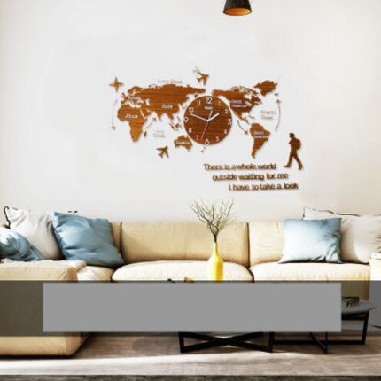 Srebrny zegar ścienny mapa świata