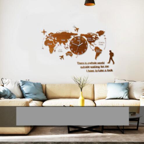 Srebrny zegar ścienny mapa świata