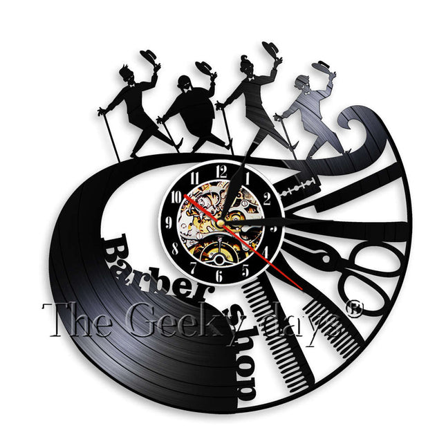 Zegar z płyty winylowej do salonu barberskiego
