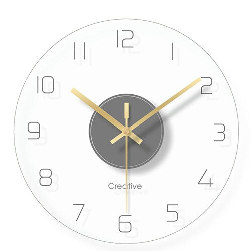 Szklany minimalistyczny zegar ścienny z cichym mechanizmem