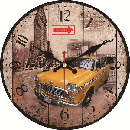 Zegar ścienny retro z motywem Nowy Jork