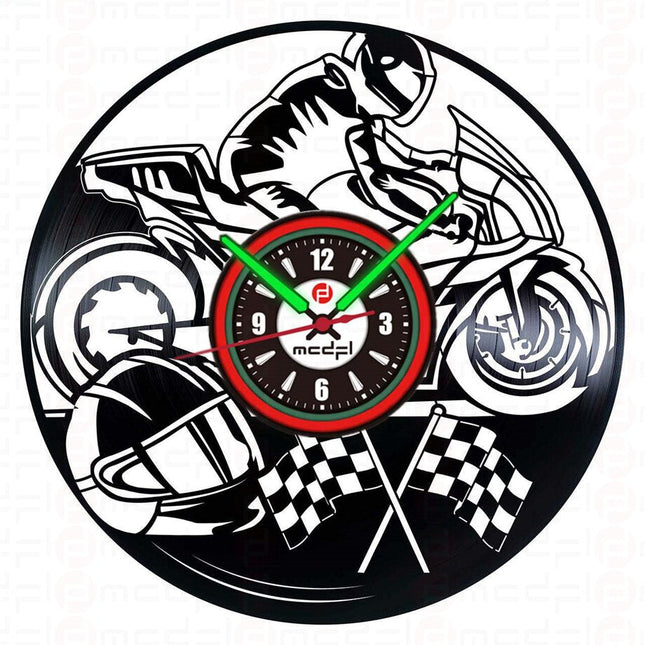 Zegar ścienny motocross czerwono-zielony na ścianę