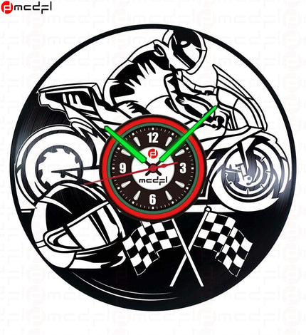 Zegar ścienny motocross czerwono-zielony na ścianę