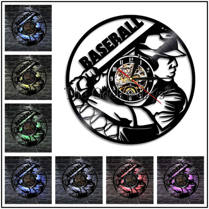 Zegar z płyty winylowej dla fana baseballu