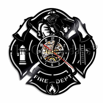 Zegar z płyty winylowej Strażak