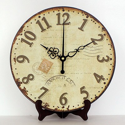 Okrągły zegar stołowy retro na podstawce
