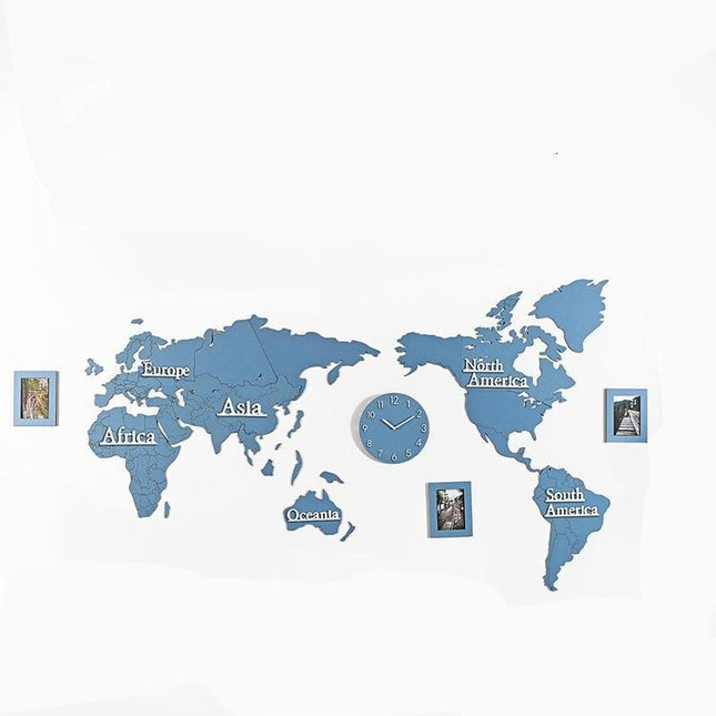 Zegar ścienny naklejka 3D mapa świata