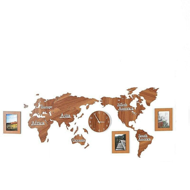 Zegar ścienny naklejka 3D mapa świata