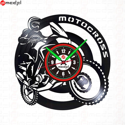 Zegar ścienny motocross czerwono-zielony na ścianę