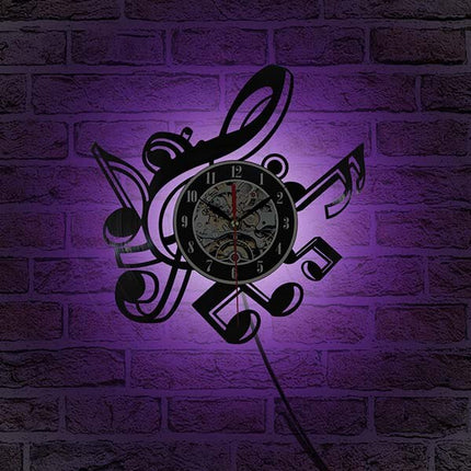 Zegar winylowy z nutami dla muzyka