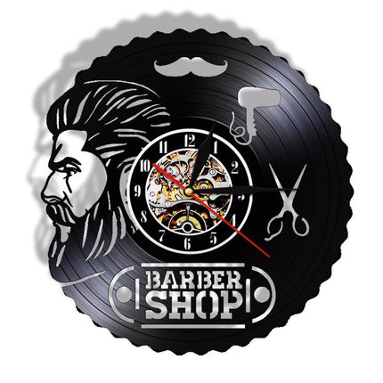 Zegar z płyty winylowej Barber Shop