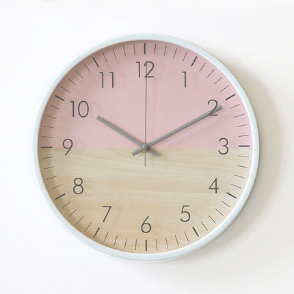 Nowoczesny zegar ścienny różowy i żółty