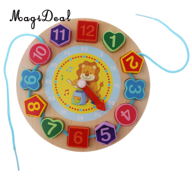 Drewniany zegar edukacyjny sorter kształtów