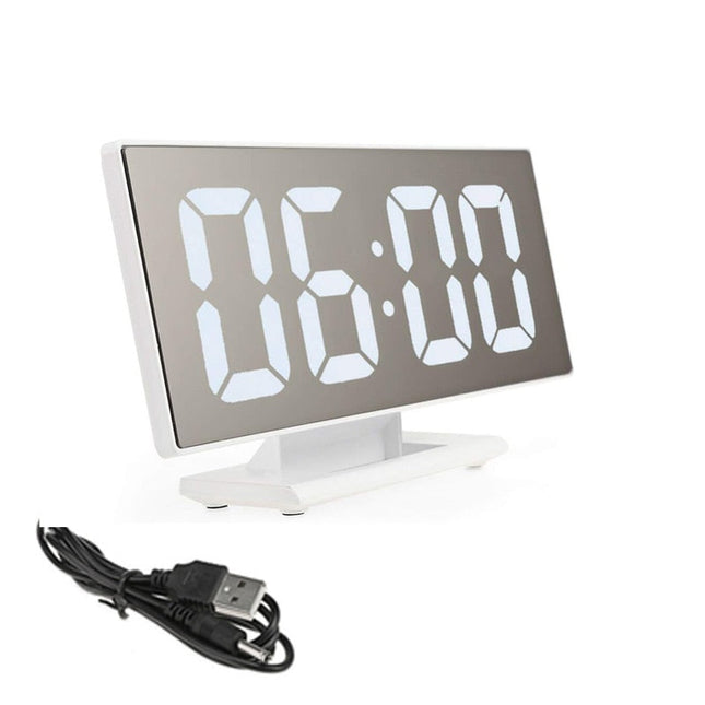 Budzik elektroniczny z lustrzanym wyświetlaczem